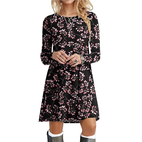 popyoung Dresses & Skirts - POPYOUNG flower tulips pattern boutique career dress fitted sleeve Sz M NWT